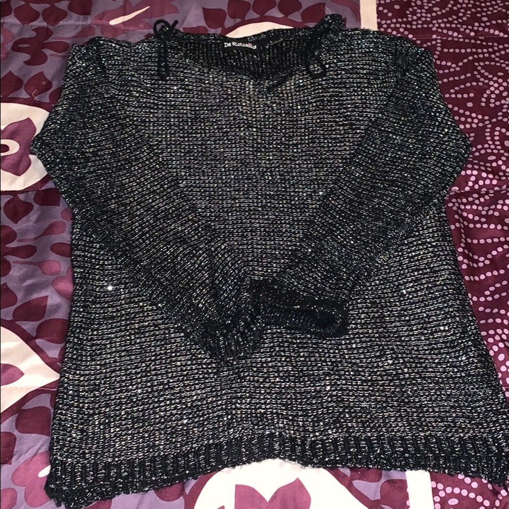 silver and black sweater